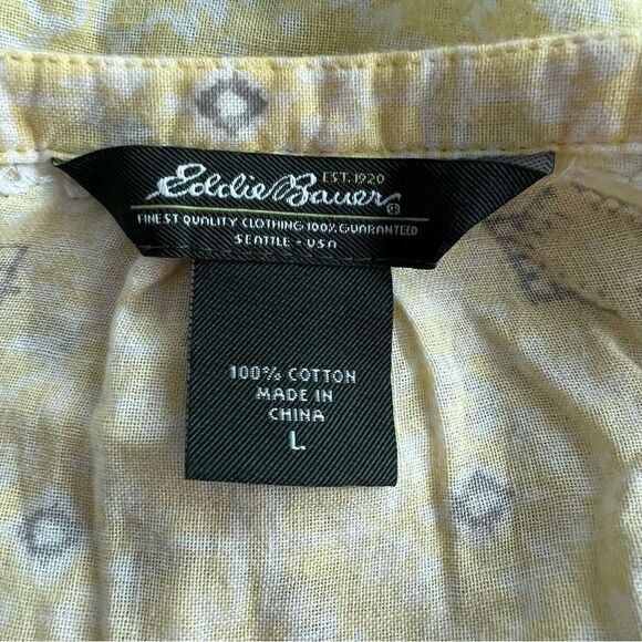 Eddie Bauer Pale Yellow Cotton Blouse Size L - Picture 5 of 6